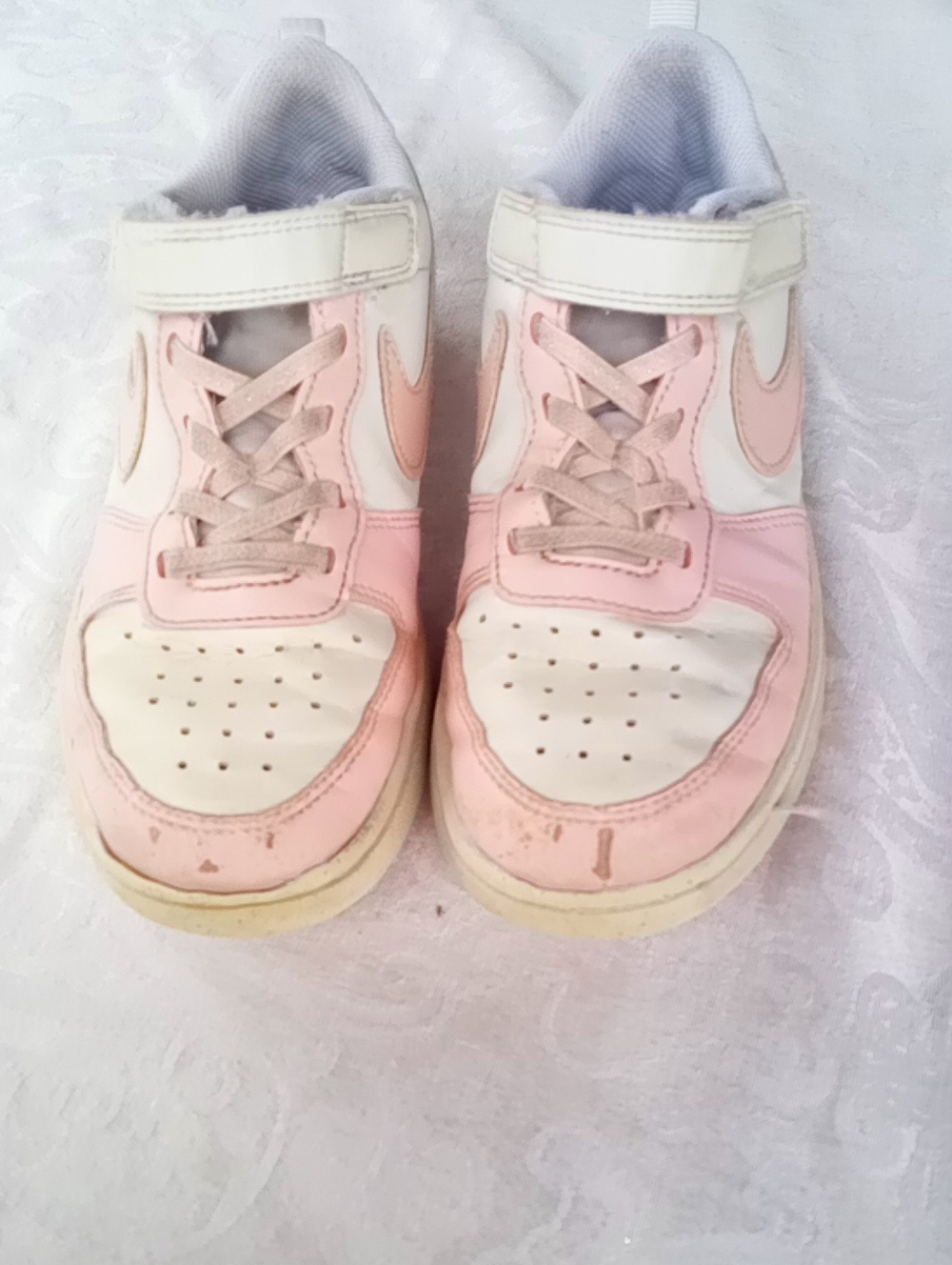 Kids Pink and White Athletic Sneakers Nike